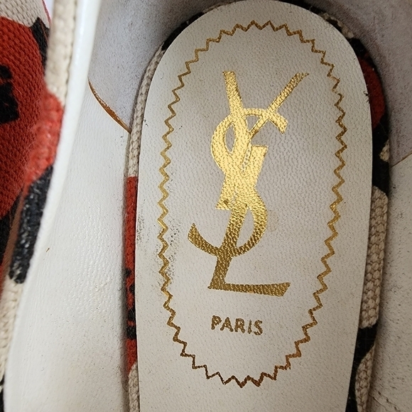 YSL Yves Saint Laurent Floral Canvas Platform Wedge Size 38 - Picture 7 of 13